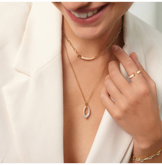  Tough Love 2 - Chokers - Zilver / 14kt GP - Zirkonia - 45cm